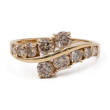 Anello vintage in oro giallo 18k con diamanti brown per un totale di 1,07ct