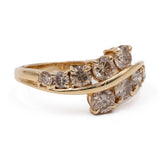 Anello vintage in oro giallo 18k con diamanti brown per un totale di 1,07ct