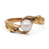 Anello vintage in oro giallo 18k con perla
