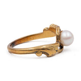 Anello vintage in oro giallo 18k con perla