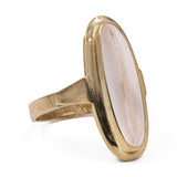 Anello vintage da cocktail in oro giallo 8k con quarzo rosa