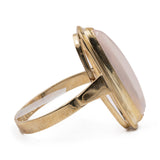 Anello vintage da cocktail in oro giallo 8k con quarzo rosa