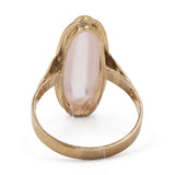 Anello vintage da cocktail in oro giallo 8k con quarzo rosa