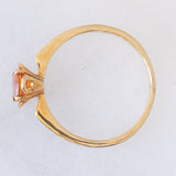 Solitario vintage in oro giallo 9K con zaffiro arancione sintetico (0.56ct)