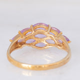 Anello in oro giallo 9K con zaffiri rosa sintetici (1.24ctw)
