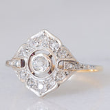 Anello Art Déco in oro giallo e bianco 14K con diamanti di taglio vecchia miniera e di taglio rosetta (0.30ctw ca.), anni ‘30