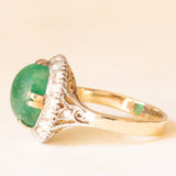 Vintage-Gänseblümchenring aus 14-karätigem Gelb- und Weißgold mit Smaragd (ca. 6 Karat) und Diamanten (ca. 0.85 Karat), 60er Jahre