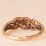 Vintage 9K yellow and white gold ring with rubies (0.20ctw approx.) and diamonds (0.03ctw approx.), 70s/80s