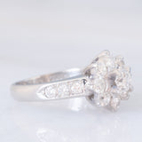 Anello a fiore vintage in platino con diamanti (1ctw), anni '80