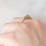 Veretta vintage in oro giallo 9K con smeraldo (0.10ct ca.), rubini (0.10ctw ca.), zaffiri (0.10ctw ca.) e zirconi bianchi