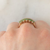 Anello in oro giallo 9K con tsavoriti (0.65ctw ca.) e zaffiri bianchi