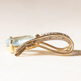 Vintage-Anhänger aus 14-karätigem Gelb- und Weißgold mit blauem Topas (ca. 1.75 Karat) und Diamanten (ca. 0.18 Karat), 60er Jahre