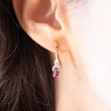 Vintage-Ohrringe aus 9-karätigem Gelb- und Weißgold mit Amethysten (ca. 0.70 ctw) und Diamanten, 70er Jahre