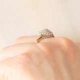 Anello a fiore vintage in oro giallo e bianco 9K con diamanti (0.20ctw ca.), anno 1994
