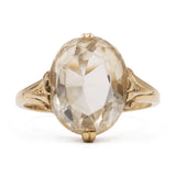 Anello vintage da cocktail in oro giallo 14k con quarzo citrino