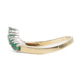Vintage 14k Yellow Gold "V" Ring with Emeralds