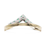 Vintage 14k Yellow Gold "V" Ring with Emeralds