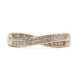 Anello vintage in oro giallo 9k e diamanti