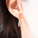 Vintage-Ohrringe aus 9-karätigem Gelb- und Weißgold mit Amethysten (ca. 0.70 ctw) und Diamanten, 70er Jahre