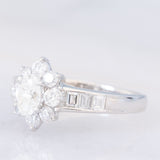 Anello a fiore vintage in platino con diamanti (1.33ctw), anni ‘90
