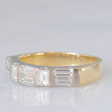 Bague vintage en or jaune et blanc 18 carats avec diamants taille baguette (environ 1 ct), années 80