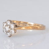 Anello a margherita vintage in oro giallo 9K con diamanti di taglio brillante (0.30ctw ca.), anno 1990