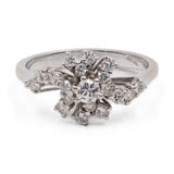 Bague vintage en or blanc 18 carats avec diamants taille brillant (environ 0.30 ct au total), années 60