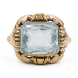 Anello vintage in oro giallo 8K con acquamarina (5ct ca.), anni '70