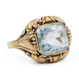 Anello vintage in oro giallo 8K con acquamarina (5ct ca.), anni '70