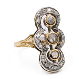 Anello vintage in stile antico in oro giallo 18K e argento con diamanti di taglio rosa