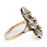 Anello vintage in stile antico in oro giallo 18K e argento con diamanti di taglio rosa
