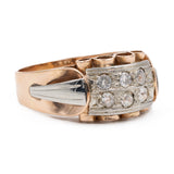 Anello antico in oro giallo 18k con diamanti di taglio vecchio (0,24ctw), anni '30