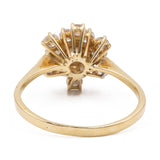 Anello vintage a fiore in oro giallo 14k con diamanti (1,45ctw), anni '70