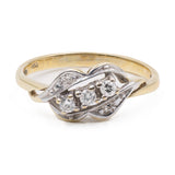 Bague vintage en or jaune 14 carats et diamants (0,15 ct), 70