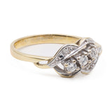 Bague vintage en or jaune 14 carats et diamants (0,15 ct), 70