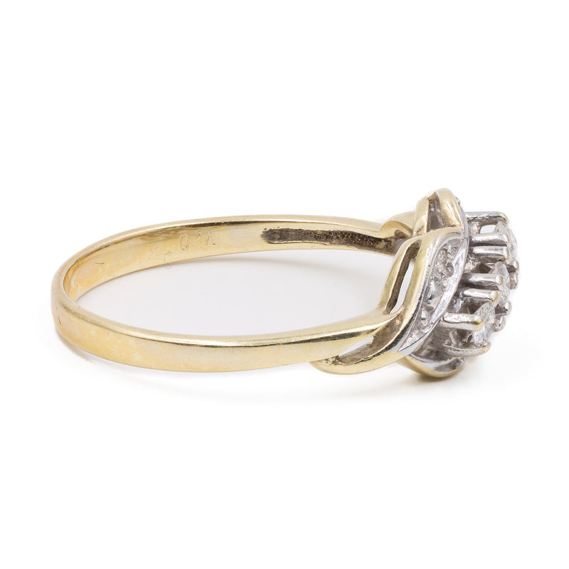 Anello vintage in oro giallo 14k con diamanti (0,15ctw), anni '70