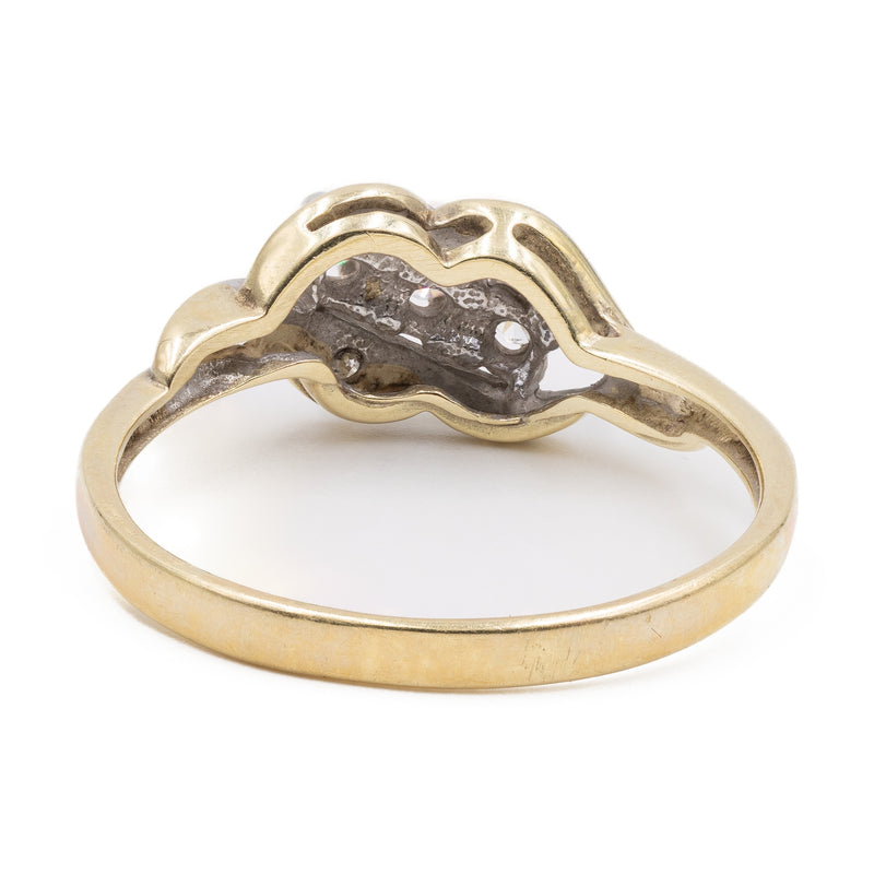 Anello vintage in oro giallo 14k con diamanti (0,15ctw), anni '70