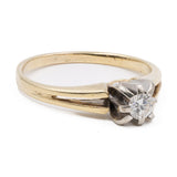 Anello vintage in oro giallo 14k con solitario (0,15ct), anni '70