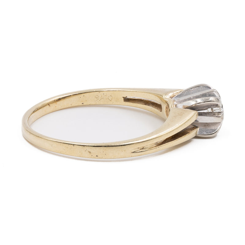 Anello vintage in oro giallo 14k con solitario (0,15ct), anni '70