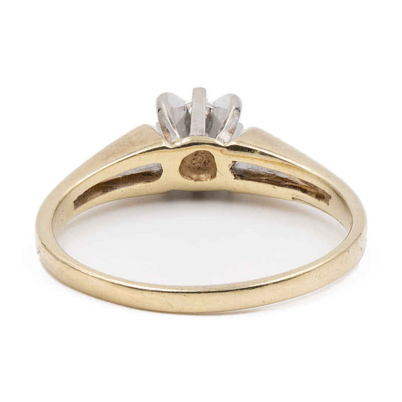 Anello vintage in oro giallo 14k con solitario (0,15ct), anni '70