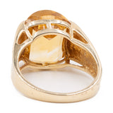 Bague vintage en or jaune 14 carats avec quartz citrine, 70