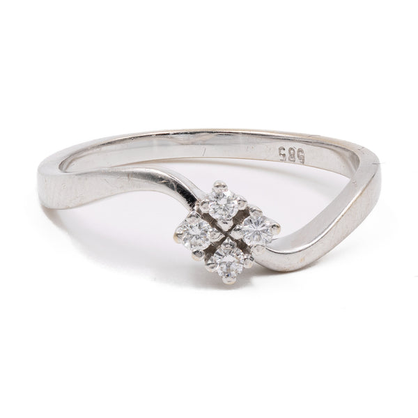 Anello vintage in oro bianco 14k con diamanti (0,08ctw)