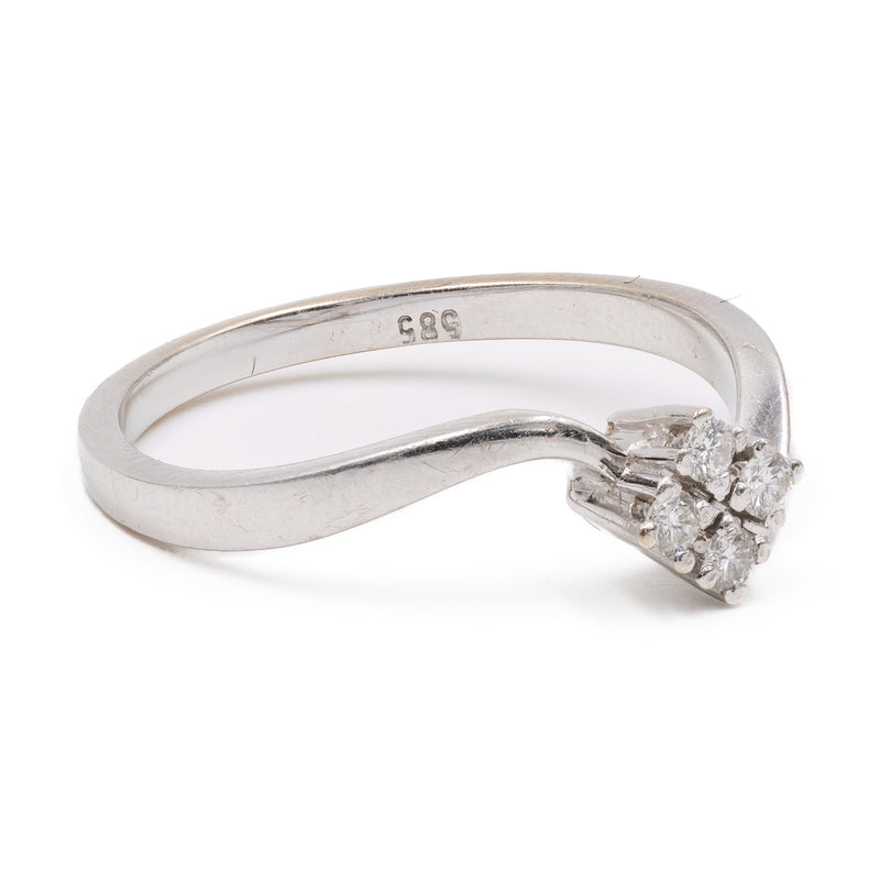 Anello vintage in oro bianco 14k con diamanti (0,08ctw)