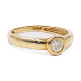 Anello vintage solitario in oro giallo 14k con diamante di 0,25ct, anni '70