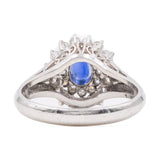 ANELLO VINTAGE A BALLERINA IN PLATINO CON ZAFFIRO (0.56CT) E DIAMANTI (0.46CTW)