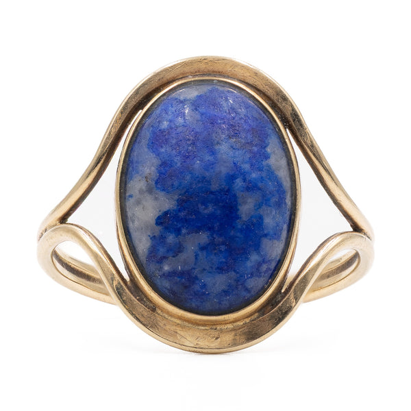 Anello vintage in oro giallo 8k con laspislazzulo