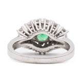 Anello vintage in oro bianco 18k con smeraldo (0,68ct) e diamanti (0,89ctw), anni '70