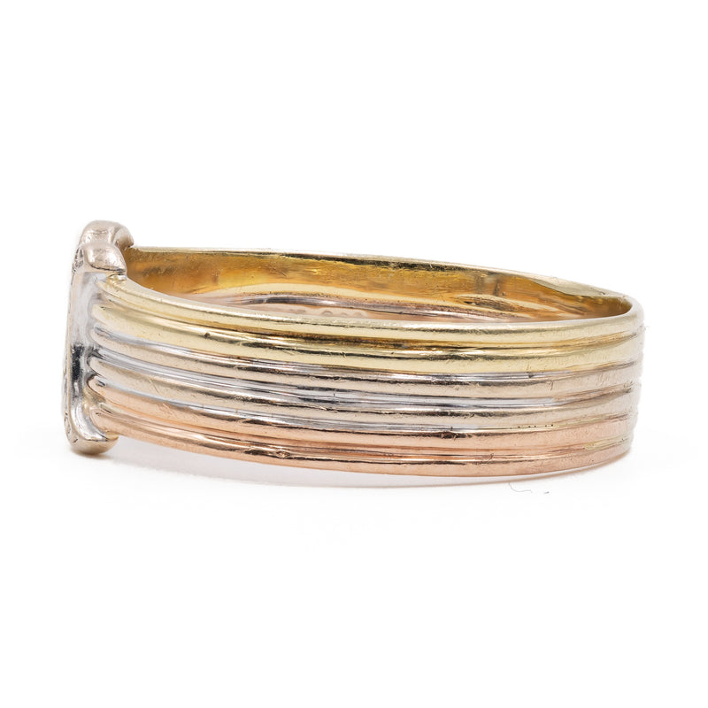 Anello vintage in oro giallo,rosa e bianco 14k con diamanti