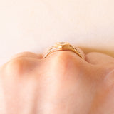 Herzförmiger Vintage-Siegelring + Zigeunerring aus 9-karätigem Gelbgold mit Zirkonia