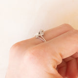 Anello vintage in oro bianco 9K con diamanti, anni ‘90